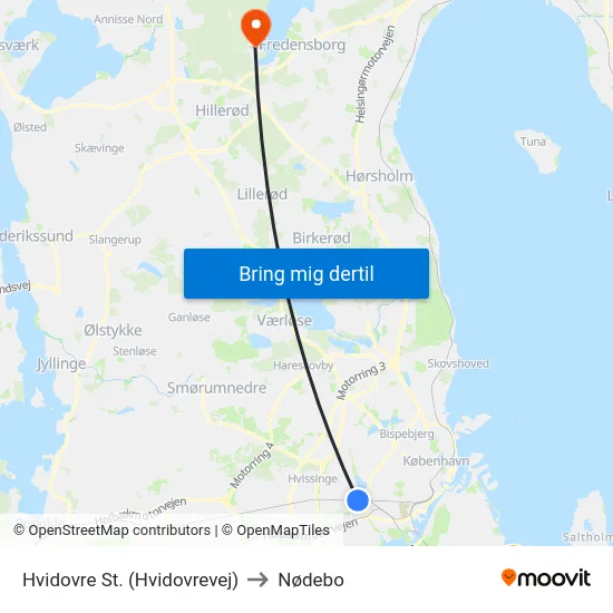 Hvidovre St. (Hvidovrevej) to Nødebo map