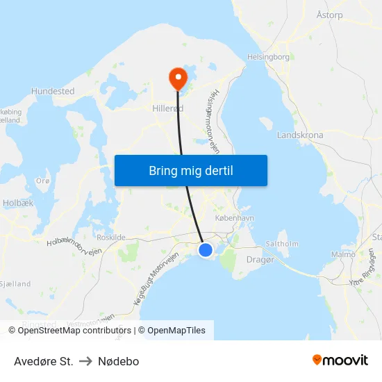 Avedøre St. to Nødebo map