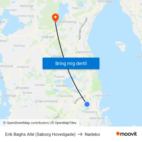 Erik Bøghs Allé (Søborg Hovedgade) to Nødebo map