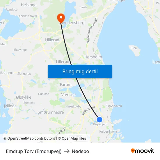 Emdrup Torv (Emdrupvej) to Nødebo map