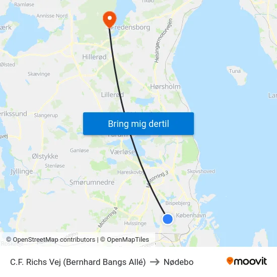 C.F. Richs Vej (Bernhard Bangs Allé) to Nødebo map