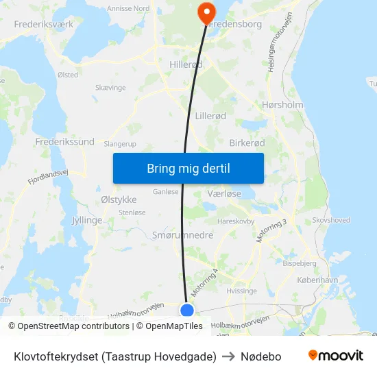 Klovtoftekrydset (Taastrup Hovedgade) to Nødebo map