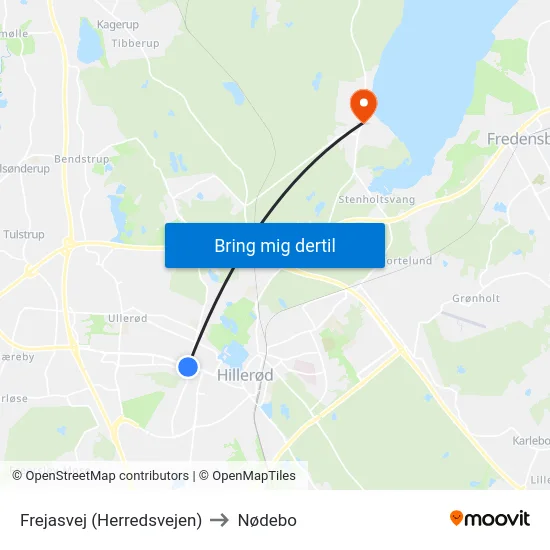 Frejasvej (Herredsvejen) to Nødebo map