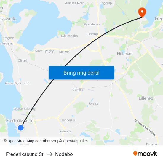 Frederikssund St. to Nødebo map