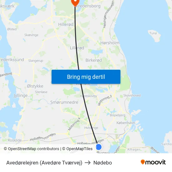 Avedørelejren (Avedøre Tværvej) to Nødebo map