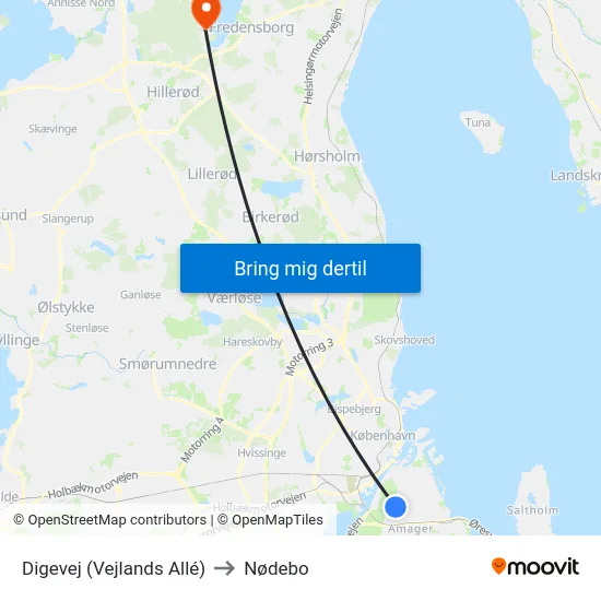 Digevej (Vejlands Allé) to Nødebo map