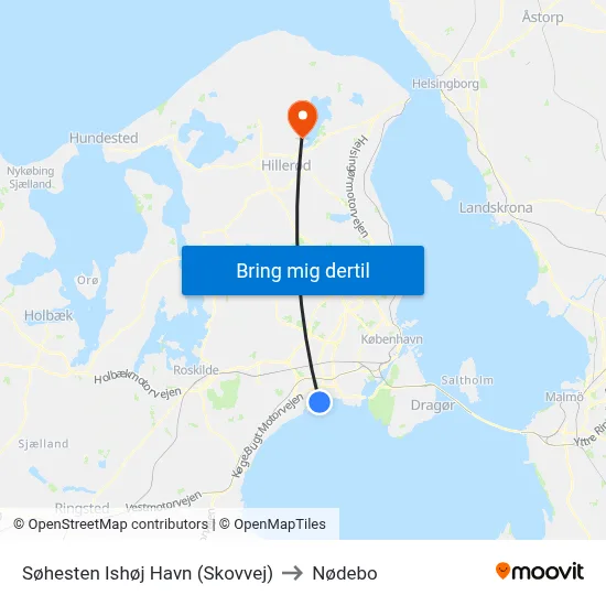 Søhesten Ishøj Havn (Skovvej) to Nødebo map