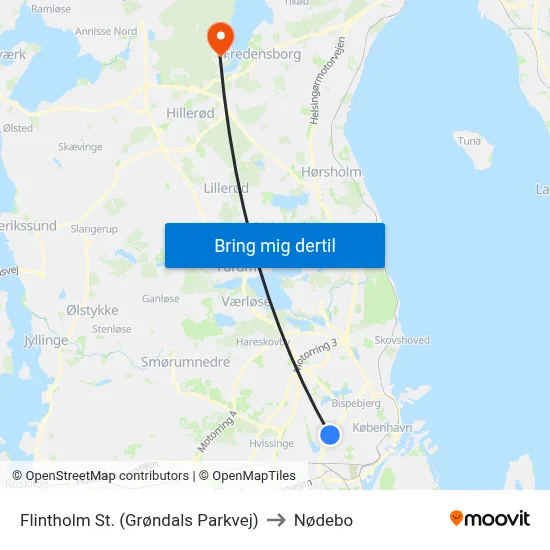 Flintholm St. (Grøndals Parkvej) to Nødebo map