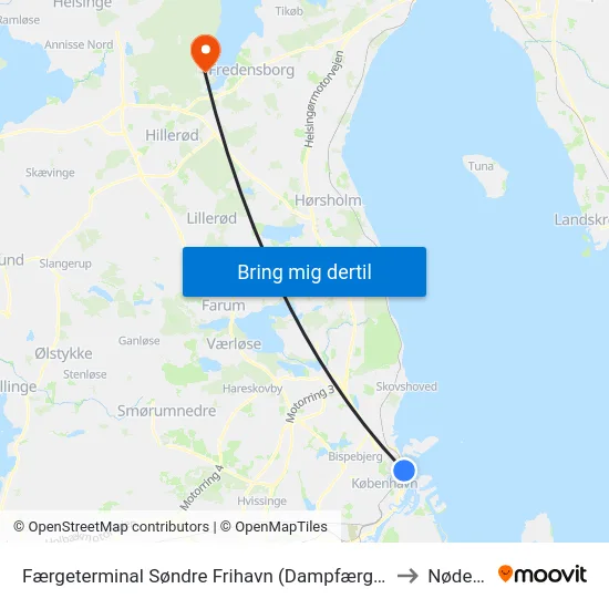 Færgeterminal Søndre Frihavn (Dampfærgevej) to Nødebo map