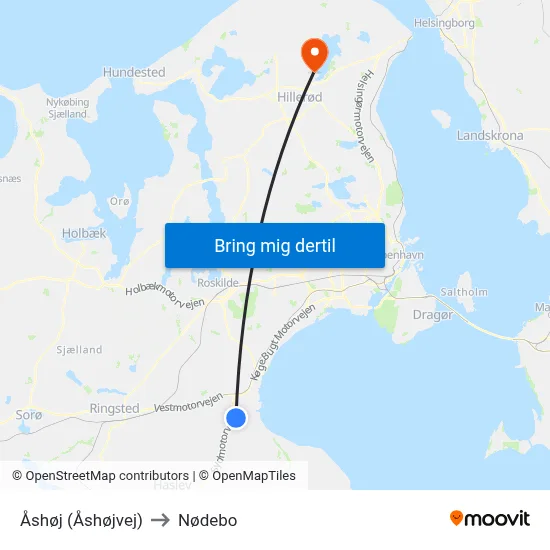 Åshøj (Åshøjvej) to Nødebo map