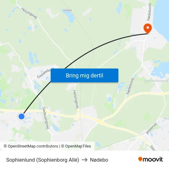 Sophienlund (Sophienborg Allé) to Nødebo map