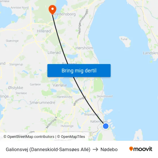 Galionsvej (Danneskiold-Samsøes Allé) to Nødebo map
