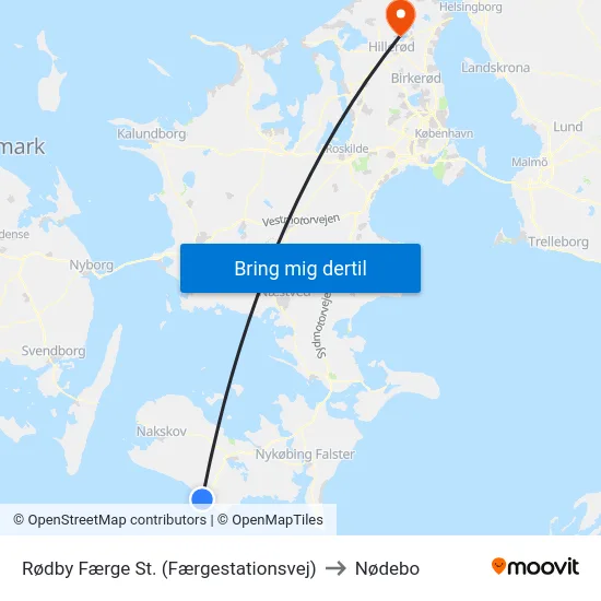 Rødby Færge St. (Færgestationsvej) to Nødebo map