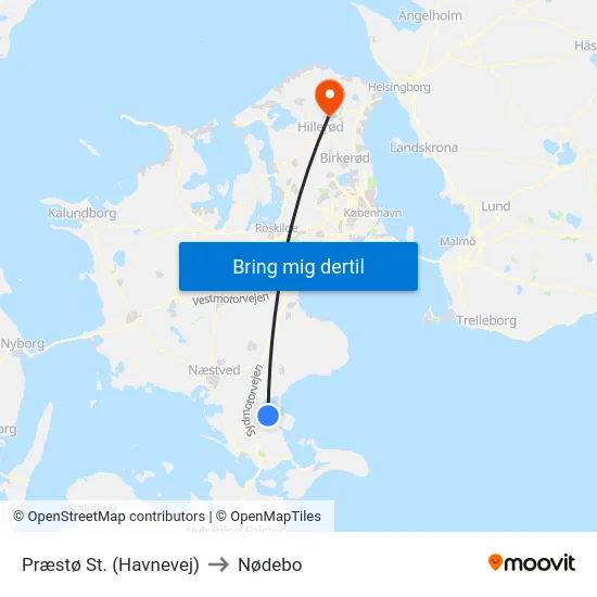 Præstø St. (Havnevej) to Nødebo map