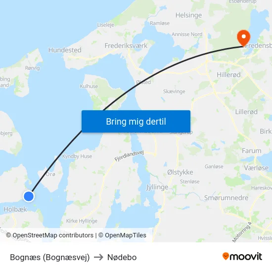 Bognæs (Bognæsvej) to Nødebo map