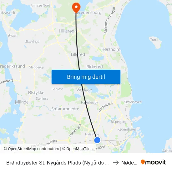 Brøndbyøster St. Nygårds Plads (Nygårds Plads) to Nødebo map