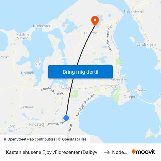 Kastaniehusene Ejby Ældrecenter (Dalbyvej) to Nødebo map