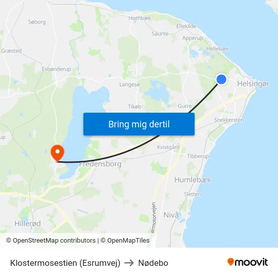 Klostermosestien (Esrumvej) to Nødebo map