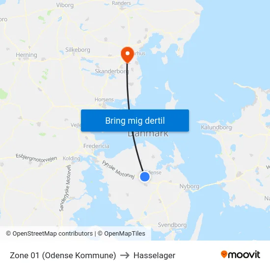 Zone 01 (Odense Kommune) to Hasselager map