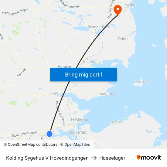 Kolding Sygehus V Hovedindgangen to Hasselager map