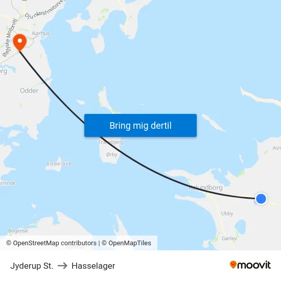 Jyderup St. to Hasselager map