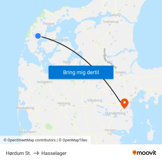 Hørdum St. to Hasselager map