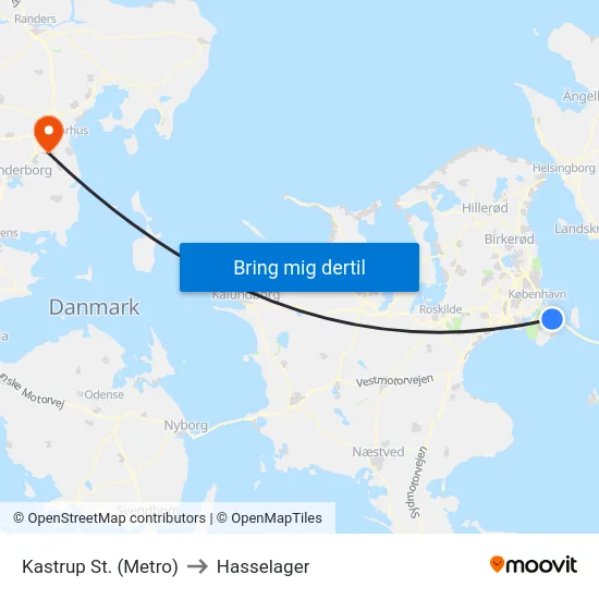 Kastrup St. (Metro) to Hasselager map
