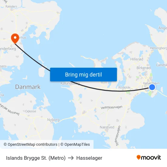 Islands Brygge St. (Metro) to Hasselager map