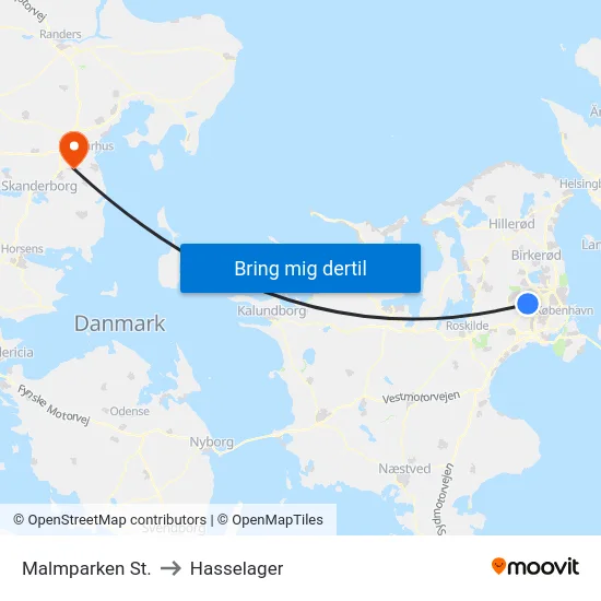 Malmparken St. to Hasselager map