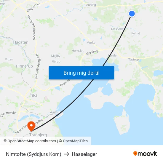 Nimtofte (Syddjurs Kom) to Hasselager map