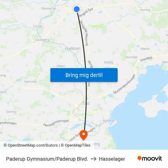 Paderup Gymnasium/Paderup Blvd. to Hasselager map