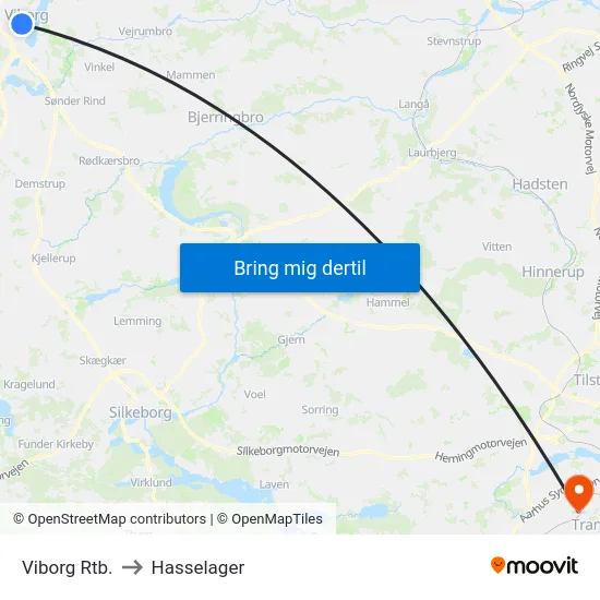 Viborg Rtb. to Hasselager map