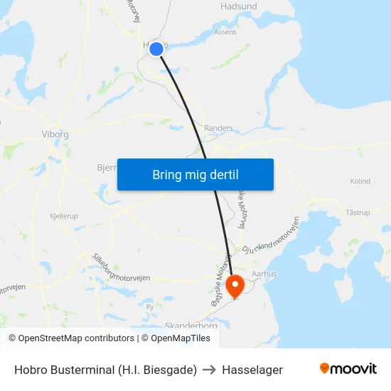 Hobro Busterminal (H.I. Biesgade) to Hasselager map