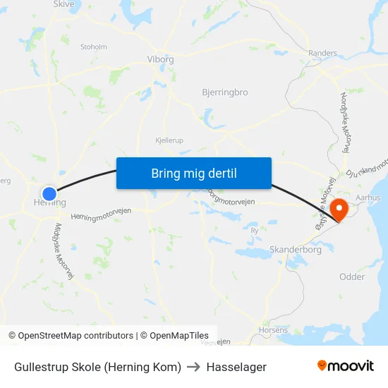 Gullestrup Skole (Herning Kom) to Hasselager map