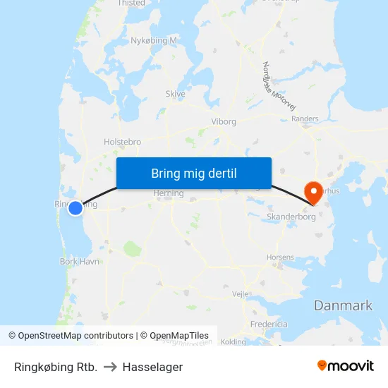 Ringkøbing Rtb. to Hasselager map