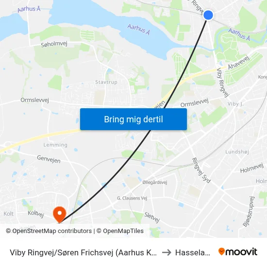 Viby Ringvej/Søren Frichsvej (Aarhus Kom) to Hasselager map