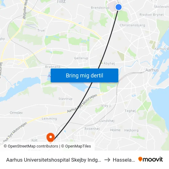 Aarhus Universitetshospital Skejby Indgang E/F to Hasselager map