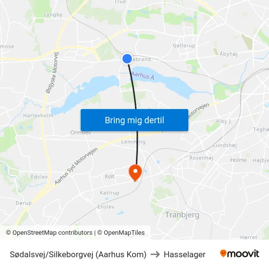 Sødalsvej/Silkeborgvej (Aarhus Kom) to Hasselager map