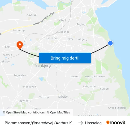 Blommehaven/Ørneredevej (Aarhus Kom) to Hasselager map