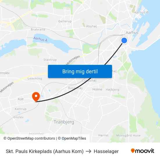 Skt. Pauls Kirkeplads (Aarhus Kom) to Hasselager map