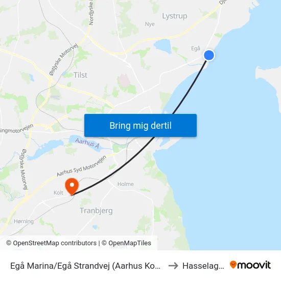 Egå Marina/Egå Strandvej (Aarhus Kom) to Hasselager map