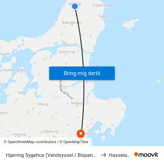 Hjørring Sygehus (Vendsyssel / Bispensgade) to Hasselager map