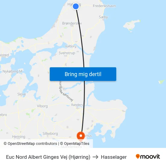 Euc Nord Albert Ginges Vej (Hjørring) to Hasselager map