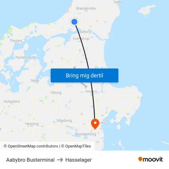 Aabybro Busterminal to Hasselager map