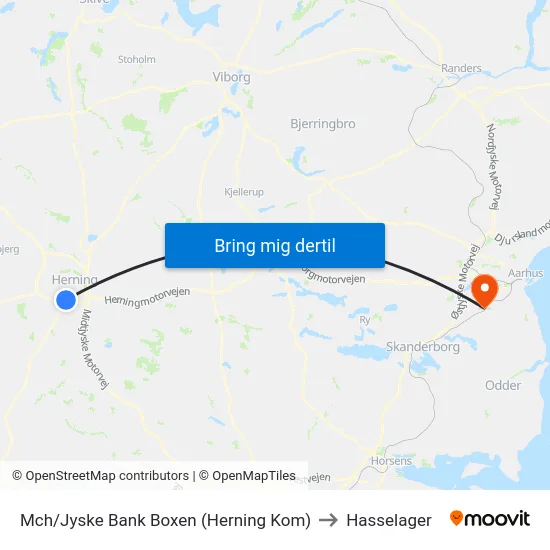 Mch/Jyske Bank Boxen (Herning Kom) to Hasselager map