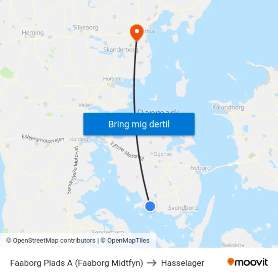 Faaborg Plads A (Faaborg Midtfyn) to Hasselager map
