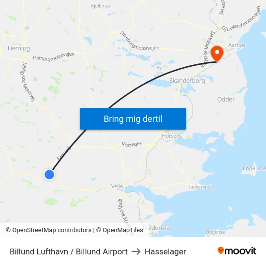 Billund Lufthavn / Billund Airport to Hasselager map