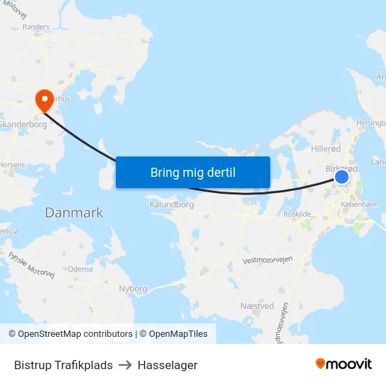 Bistrup Trafikplads to Hasselager map