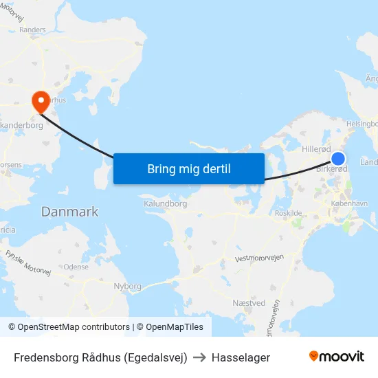 Fredensborg Rådhus (Egedalsvej) to Hasselager map