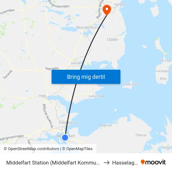 Middelfart Station (Middelfart Kommune) to Hasselager map